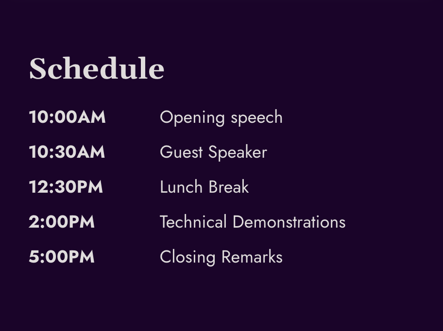 Event schedules