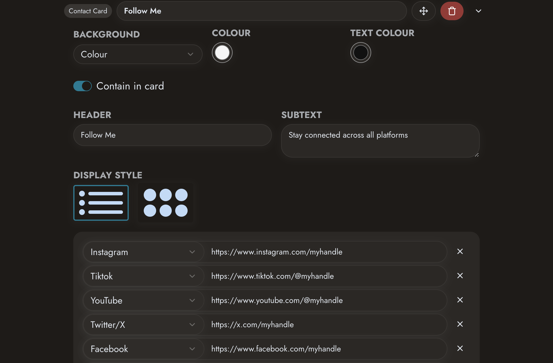Add your social media profiles